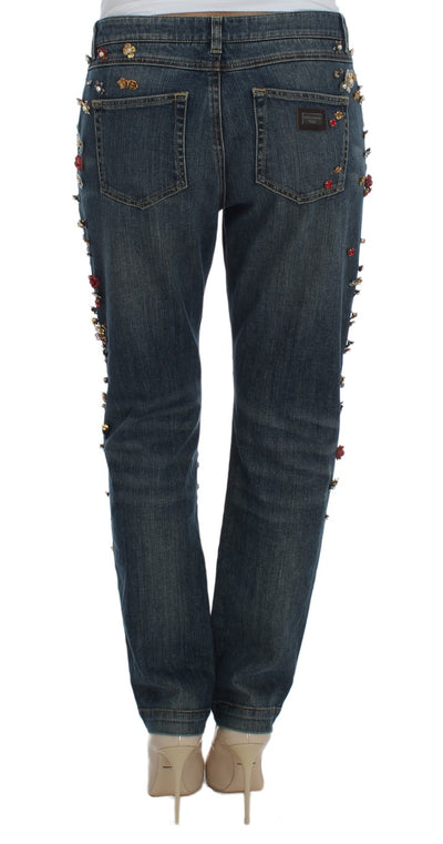 Crystal Roses Heart Embellished Jeans