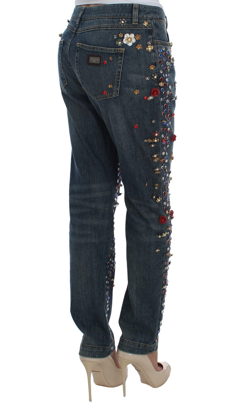 Crystal Roses Heart Embellished Jeans