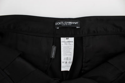 Black Cotton Stretch Torero Capris Pants