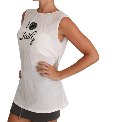 White Silk I LOVE ITALY Cami T-shirt