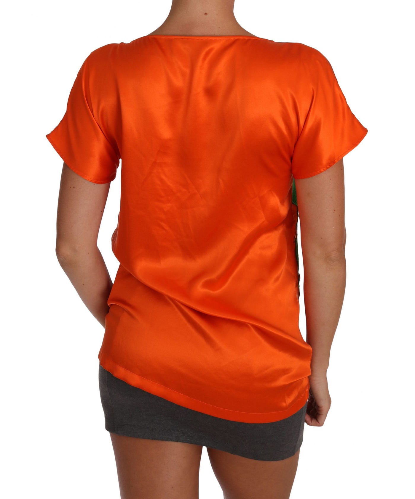 Silk Orange Lemon Crystal T-shirt Top