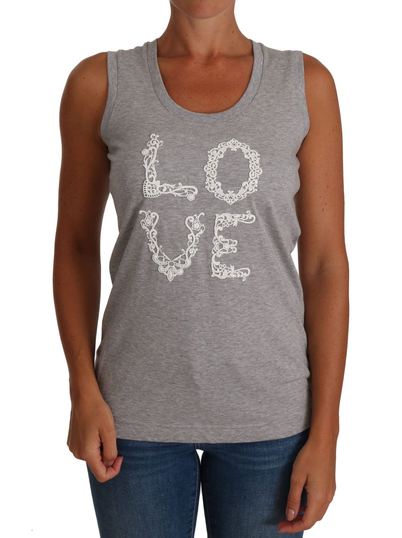 Gray and white Cami Tank Gray LOVE Cotton Top