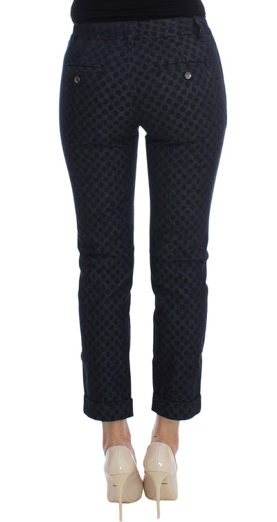 Polka Dotted Slim Capris Jeans