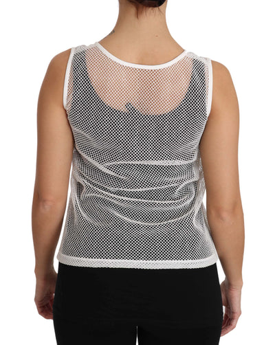 White Net  Transparent Sleeveless Tank Top