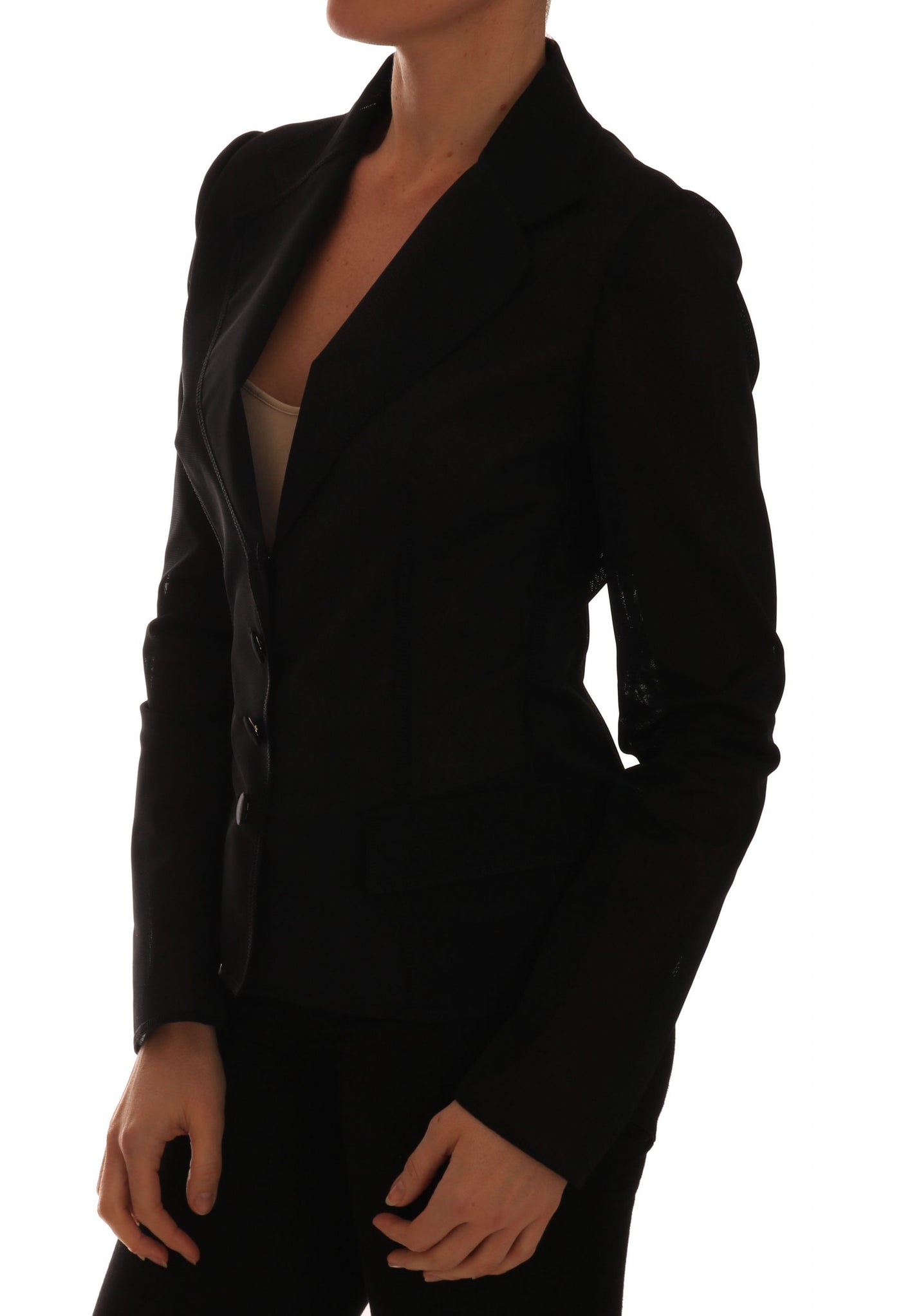 Black Nylon Net Blazer Jacket