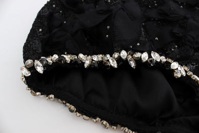 Black Crystal Sequined Mini Shorts