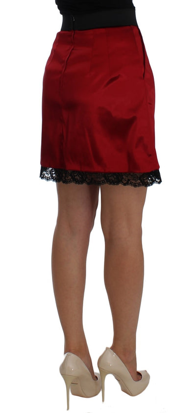 Red Black Lace A-Line Above Knee Skirt