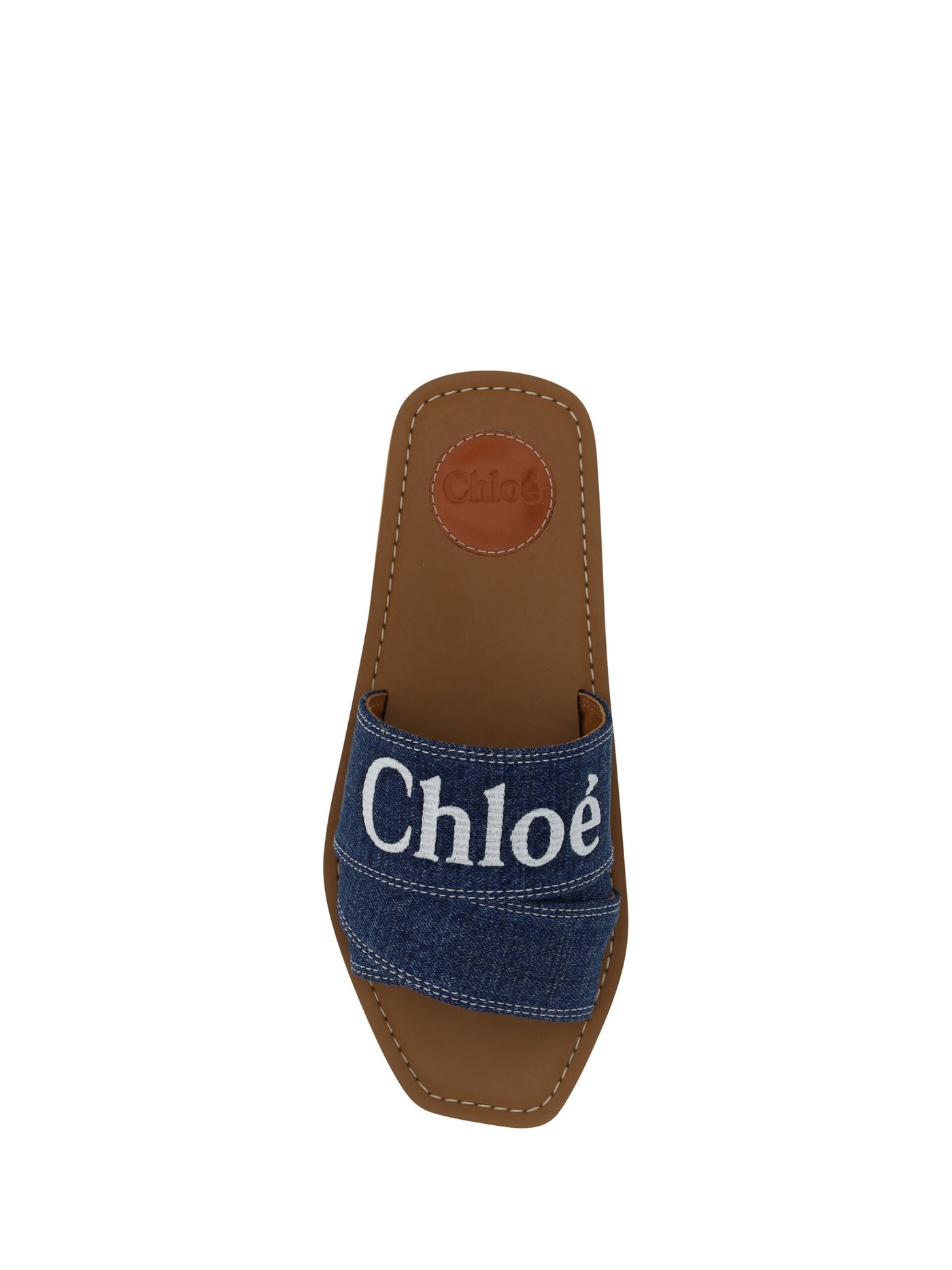 Denim Blue Cotton Slides Woody Sandals