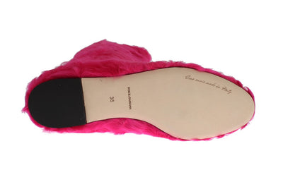 Pink Lamb Fur Leather Flat Boots