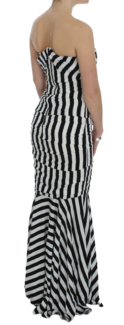 Black White Silk Stretch Dress