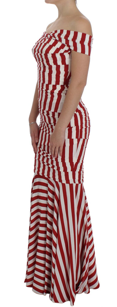 Red White Silk Stretch Dress