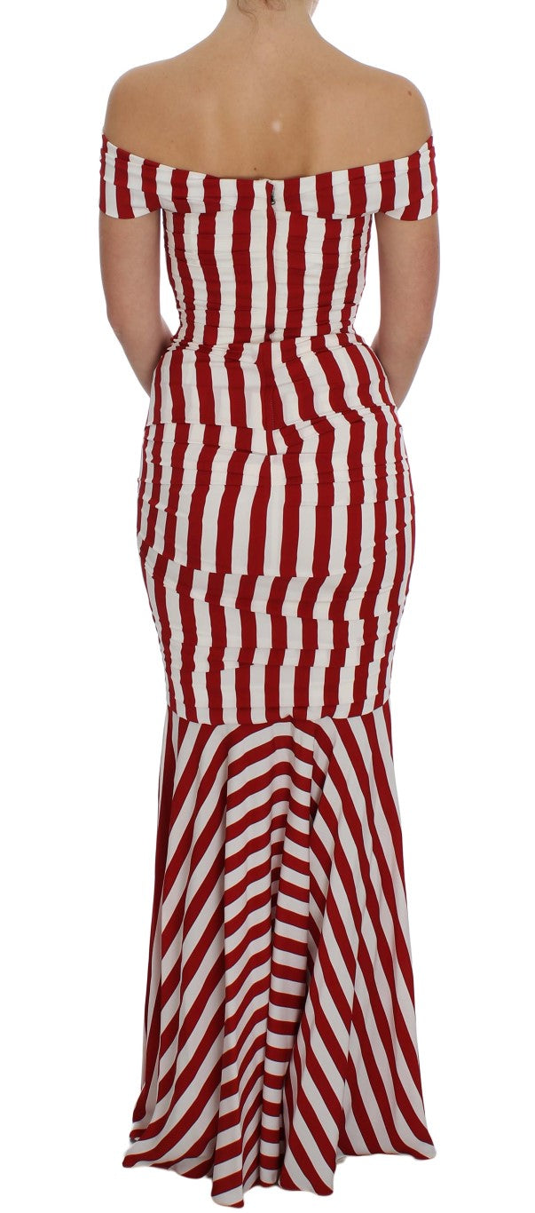 Red White Silk Stretch Dress