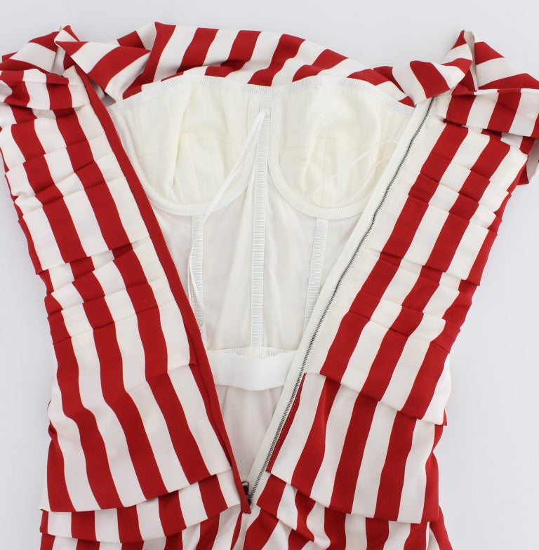 Red White Silk Stretch Dress