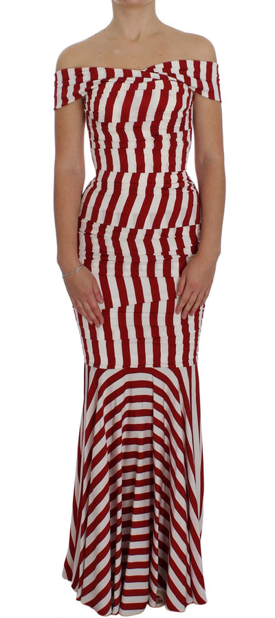 Red White Silk Stretch Dress