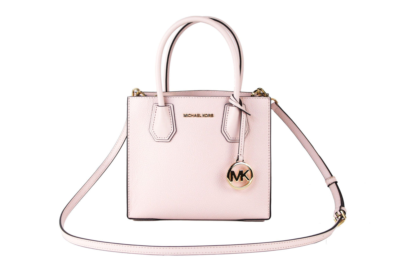 Mercer Medium Leather Messenger Crossbody Handbag (Powder Blush Solid)