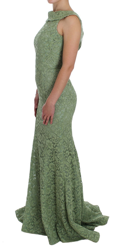 Green Floral Lace Sheath Maxi Dress