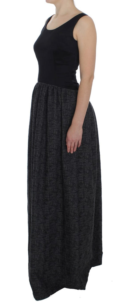 Black Gray Sheath Gown Full Length Dress