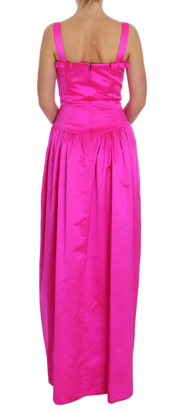 Pink Silk Long Sheath Ball Gown Dress