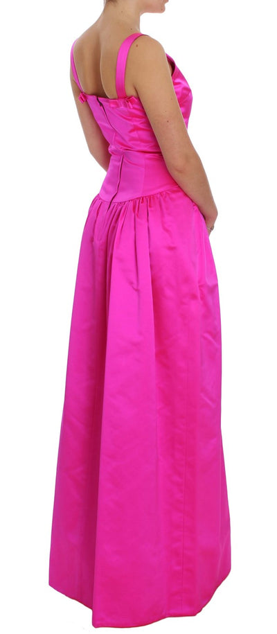 Pink Silk Long Sheath Ball Gown Dress