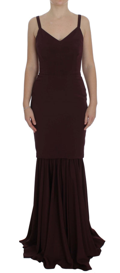 Bordeaux Stretch Full Length Sheath Dress