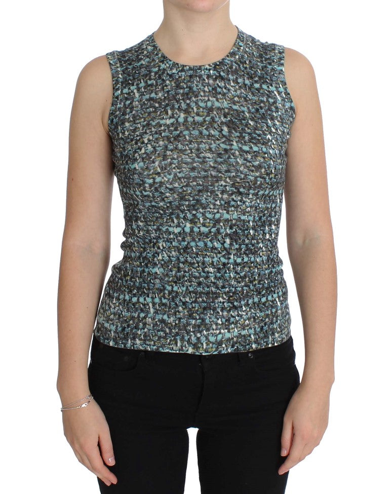 Blue Wool Sweater Sleeveless Pullover