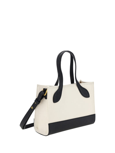 White and Black Leather Mini Handbag