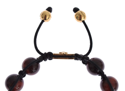 CZ Red Tigers Eye Gold 925 Silver Bracelet