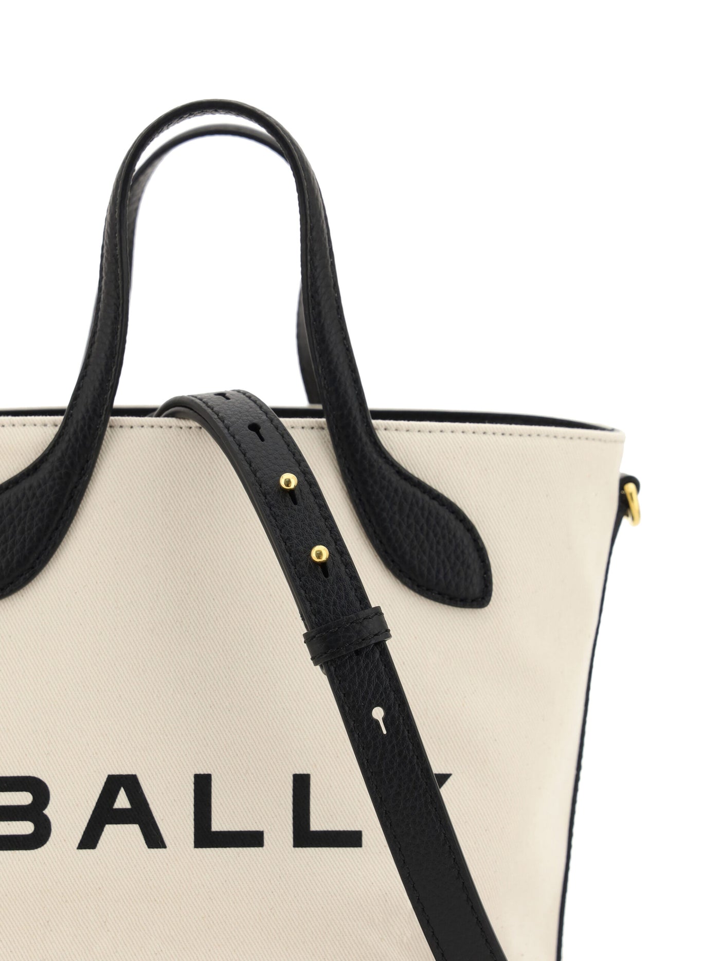 White and Black Leather Bucket Bag