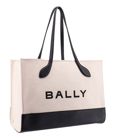 White and Black Leather Tote Shoulder Bag