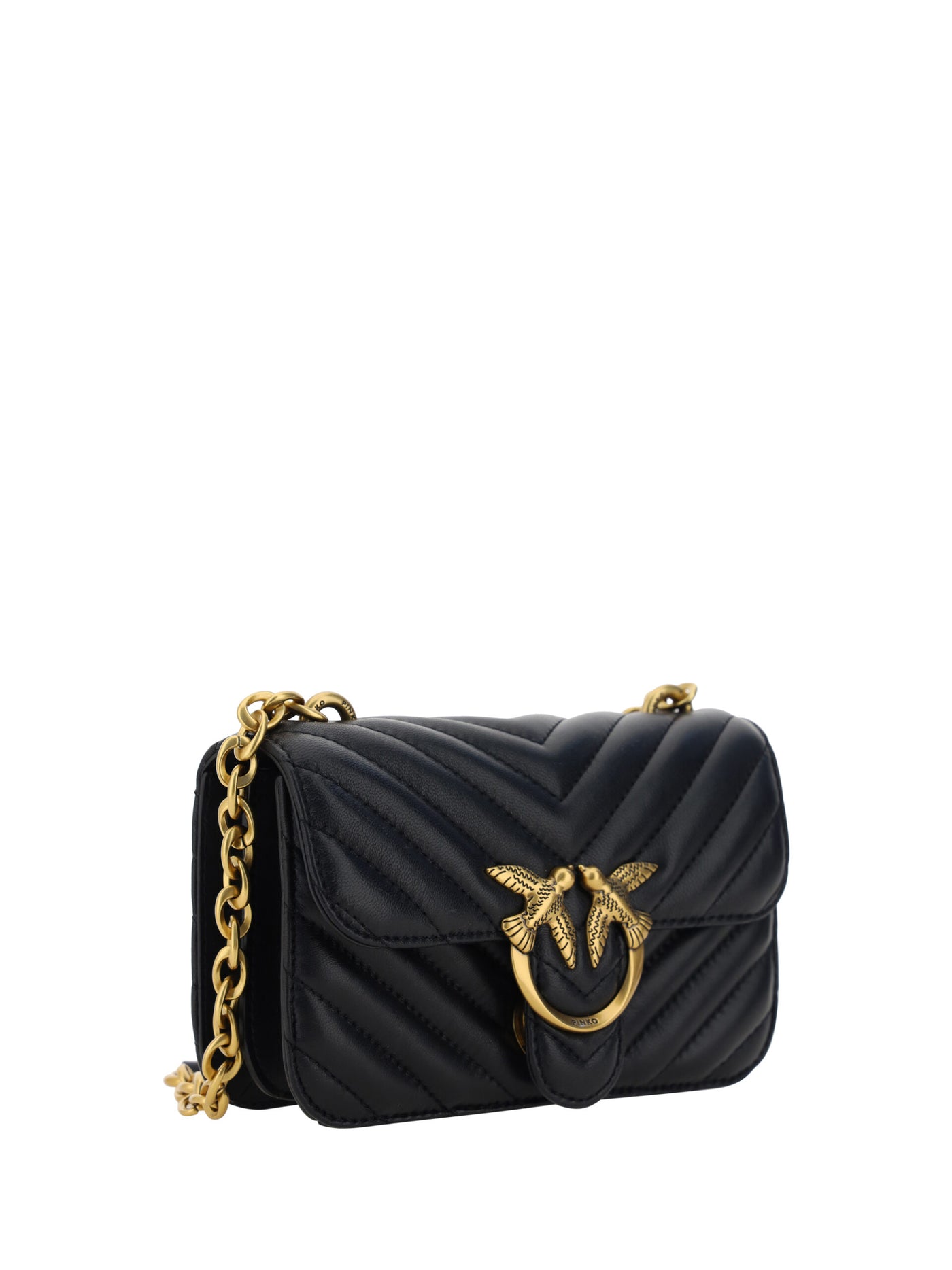 Black Leather Love Bell Mini Shoulder Bag