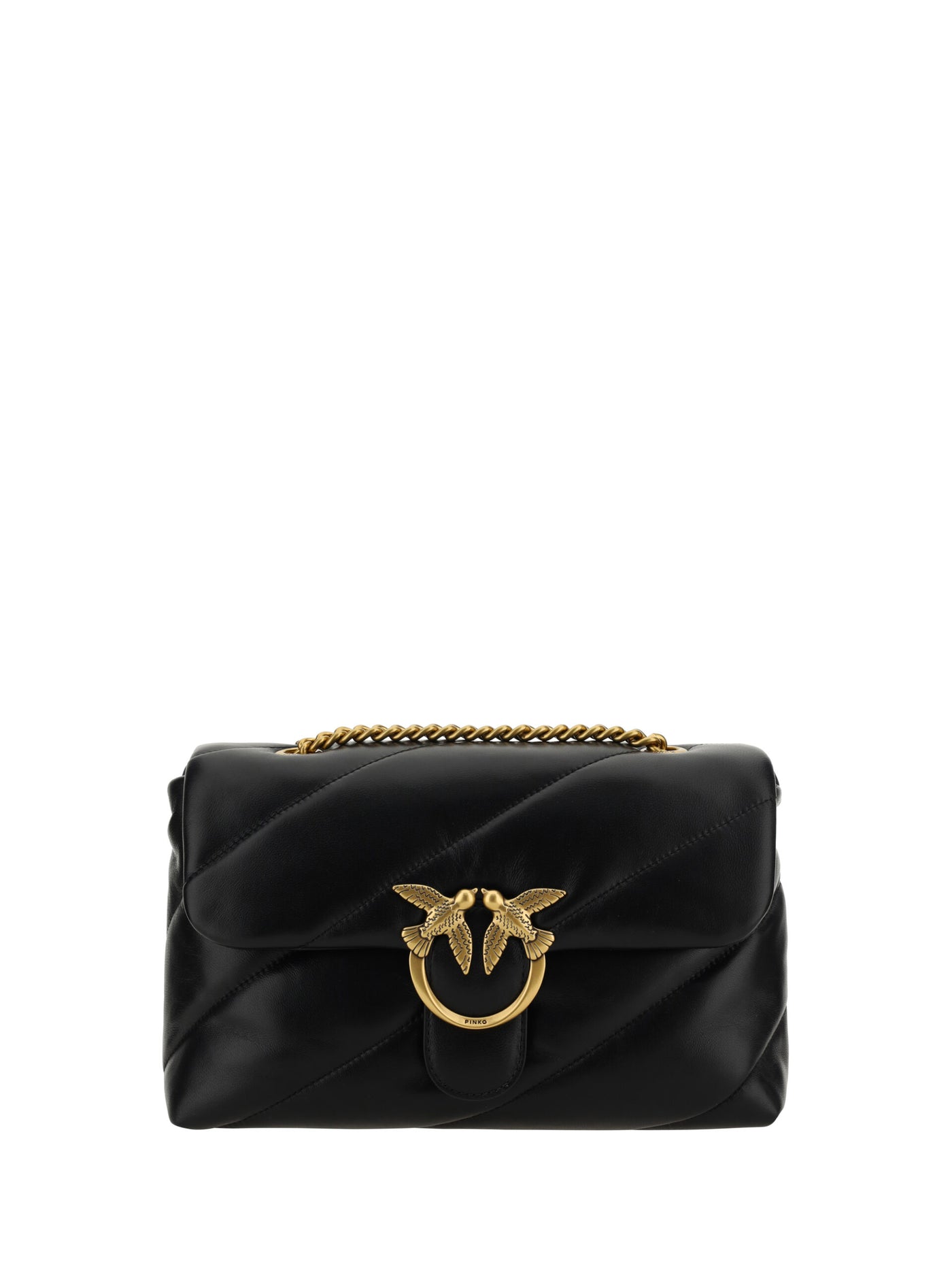 Black Calf Leather Love Classic Shoulder Bag