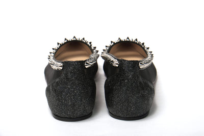 Black Silver Flat Point Toe Shoe