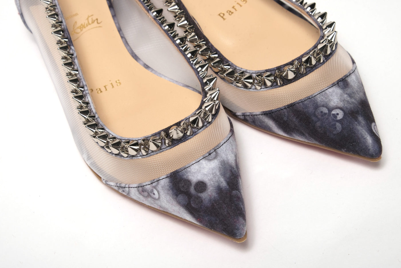 Multicolor Print Silver Flat Point Toe Shoe