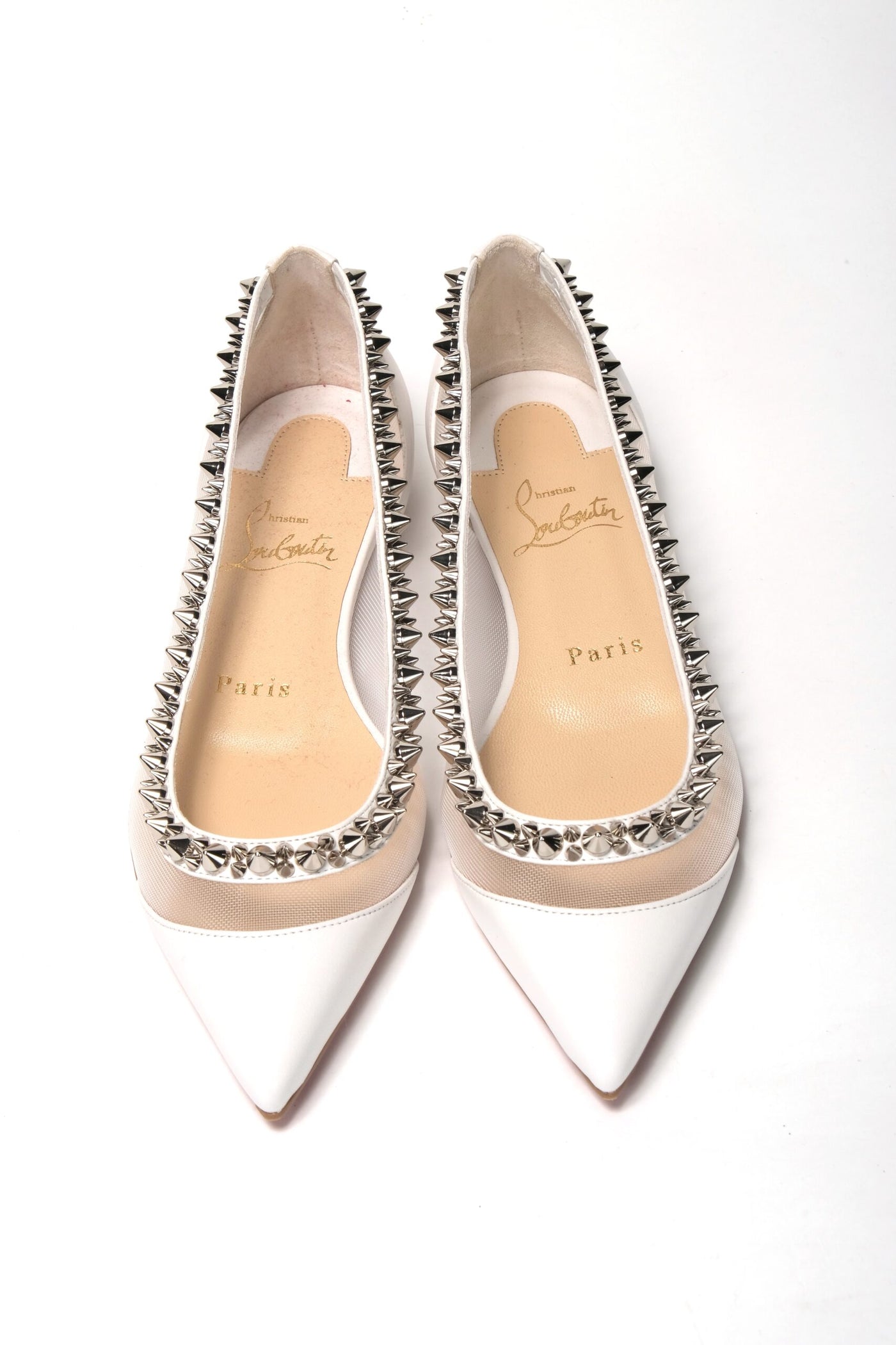 Bianco White silver Flat Point Toe Shoe