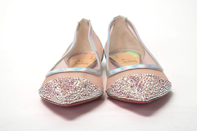 Silver Rose Flat Point Crystals Toe Shoe