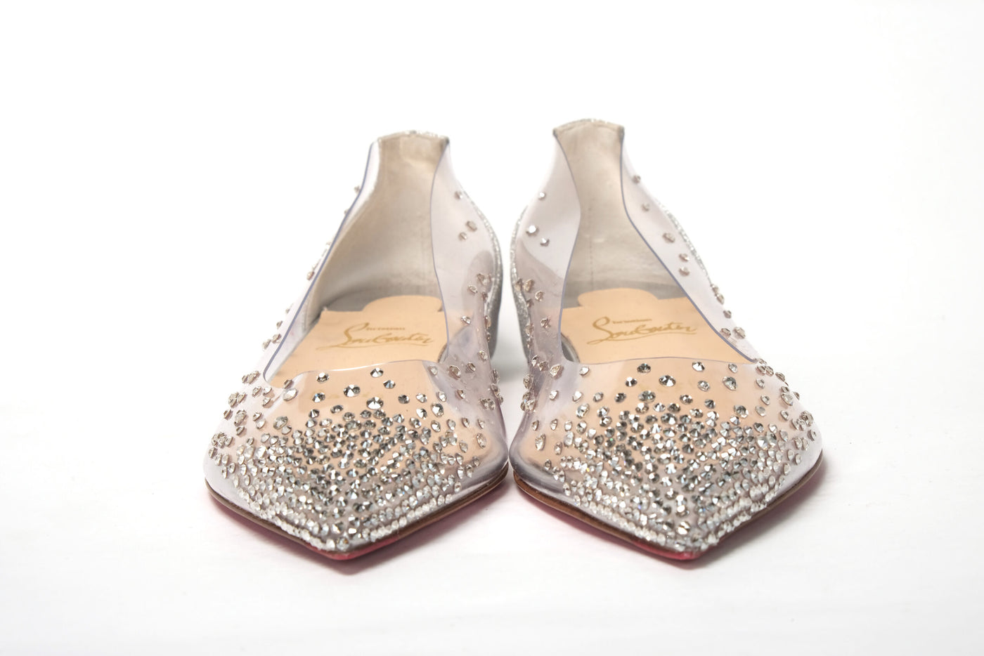 Silver Crystals Flat Point Toe Shoe