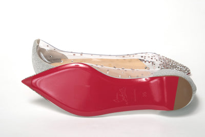 Silver Crystals Flat Point Toe Shoe