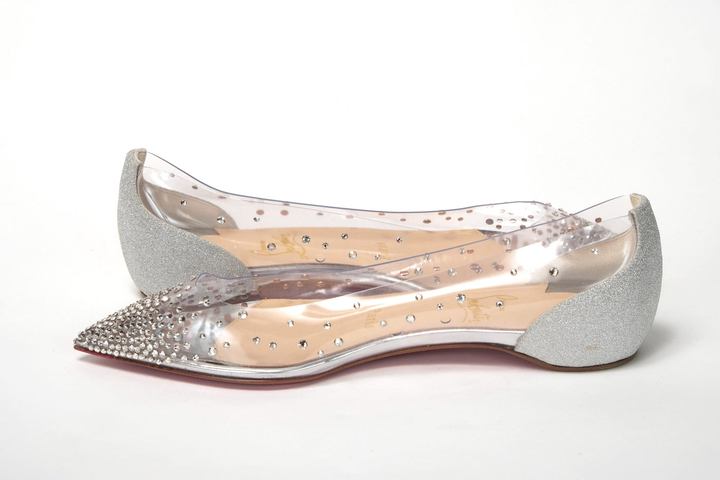 Silver Crystals Flat Point Toe Shoe