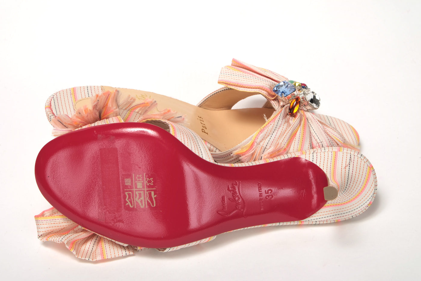 Multicolor Kitten Heel Studded Flat Shoes