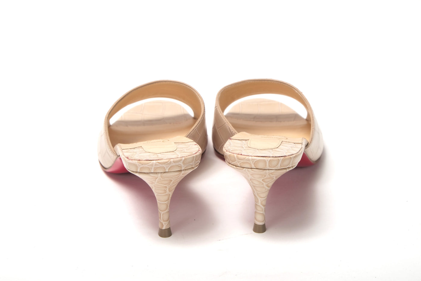 Nougat Kitten Heel Mule Leather Shoes