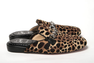 Black Brown Leapord Print Open Back Loafer