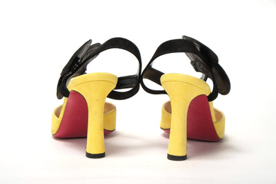 Yellow Black Peep Toe Flower Sandal