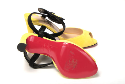 Yellow Black Peep Toe Flower Sandal