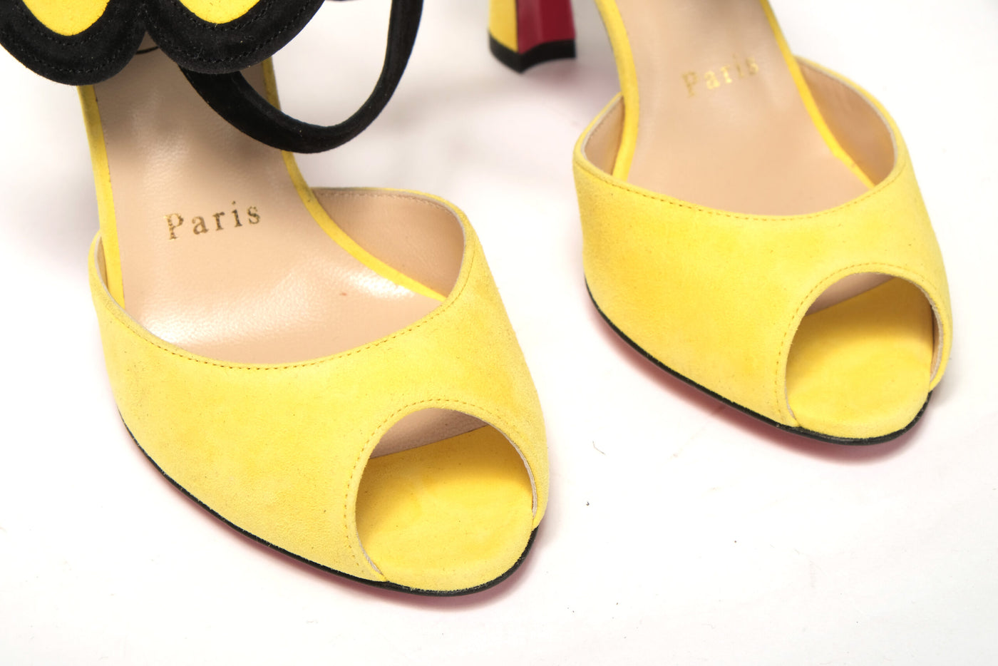 Yellow Black Peep Toe Flower Sandal