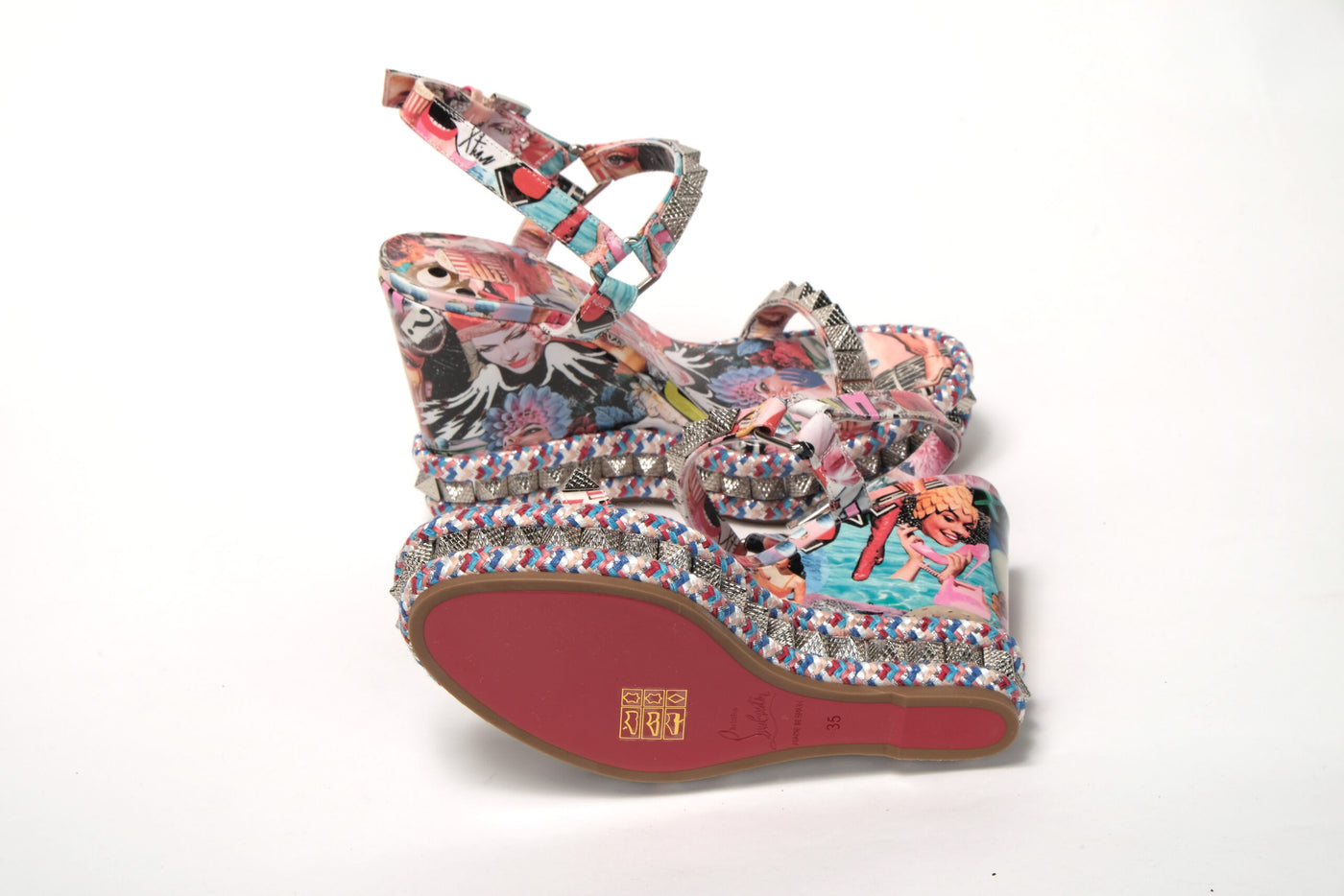 Multicolor Pyraclou 110 Patent High Heel Wedge