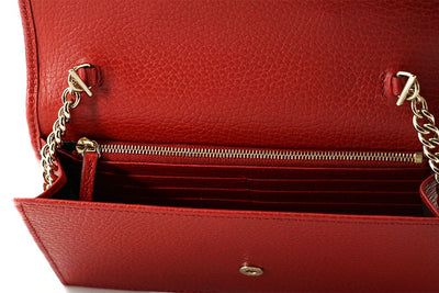 Red Leather Icon Crossbody Shoulder Bag