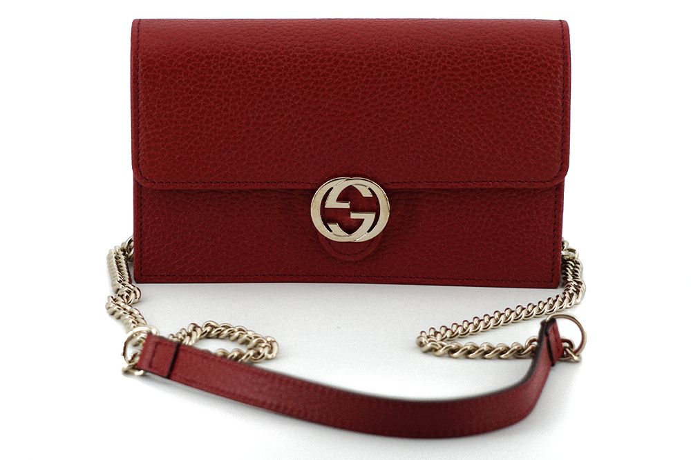 Red Leather Icon Crossbody Shoulder Bag