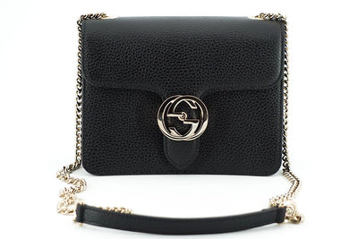 Black Calf Leather Dollar Shoulder Bag