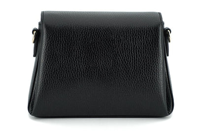 Black Calf Leather Dollar Shoulder Bag