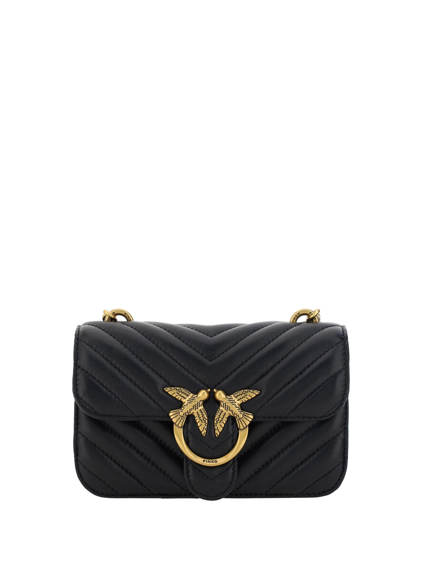 Black Leather Love Bell Mini Shoulder Bag